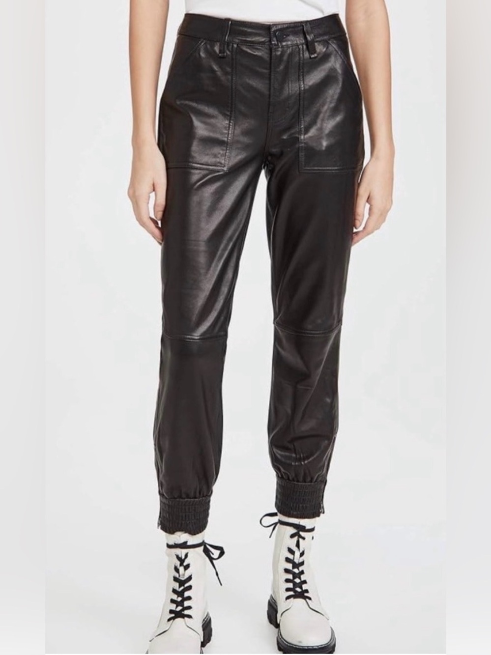J Brand Black Arkin Genuine Leather Joggers- size 26